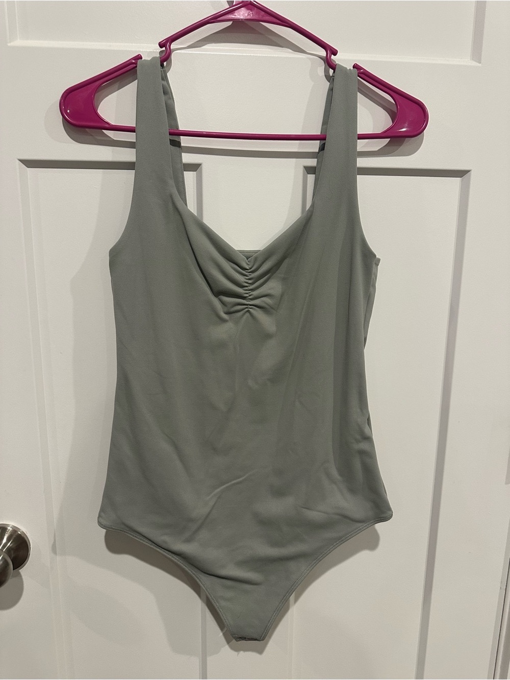 Abercrombie & Fitch Sage Green Ruched Front Tank Bodysuit